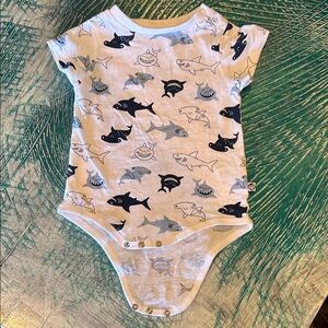 Free Planet Shark Print Bodysuit - Blue and White